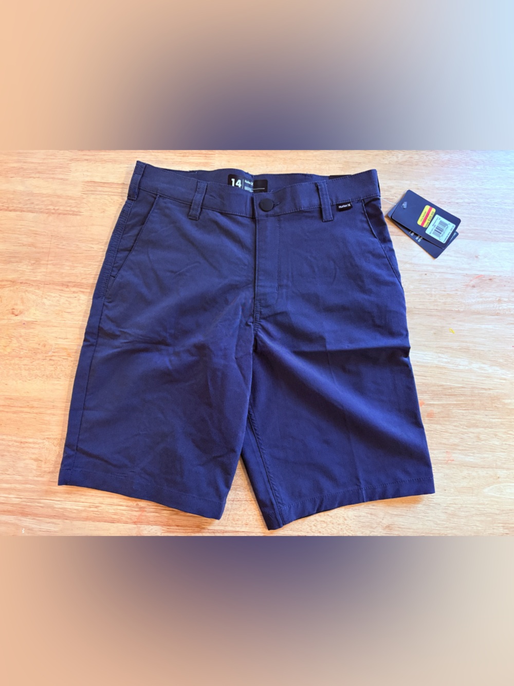BNWT Hurley Navy Blue Casual Shorts with Logo Button
